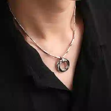 匹克 交织三环 钛钢 项链 男女同款情侣款