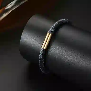 匹克 磁吸扣深灰蓝编织 钛钢 手环 男女同款情侣款