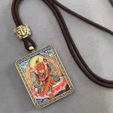 【暴富】 正大福 红财神唐卡 财运滚滚一帆风顺新中式复古国潮唐卡白财神诸事顺利藏式助你光速上岸复古编绳# 琉璃 项链 男女同款情侣款