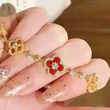 正大福 星芒满天星 四叶草精致轻奢简约高级感森系甜美温柔气质氛围感 合金 手链 男女同款情侣款