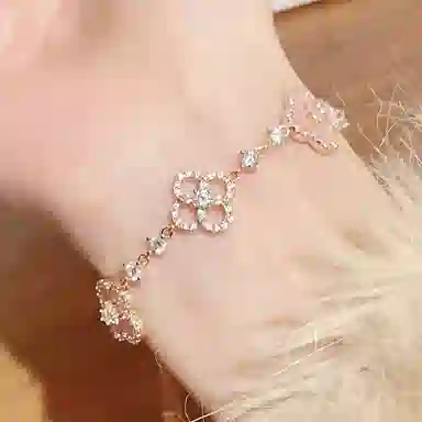 正大福 星芒满天星 四叶草精致轻奢简约高级感森系甜美温柔气质氛围感 合金 手链 男女同款情侣款