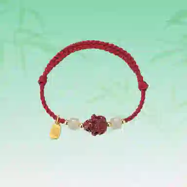 华髻 新中式国风福牌 生肖龙年本命年手工编织红绳 十二生肖绳 高级感转运珠精致可调节 合金 手链 男女同款情侣款 礼盒装