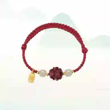 华髻 新中式国风福牌 生肖龙年本命年手工编织红绳 十二生肖绳 高级感转运珠精致可调节 合金 手链 男女同款情侣款 礼盒装