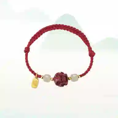 华髻 新中式国风福牌 生肖龙年本命年手工编织红绳 十二生肖绳 高级感转运珠精致可调节 合金 手链 男女同款情侣款 礼盒装