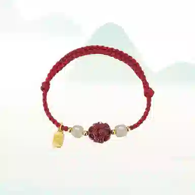 华髻 新中式国风福牌 生肖龙年本命年手工编织红绳 十二生肖绳 高级感转运珠精致可调节 合金 手链 男女同款情侣款 礼盒装