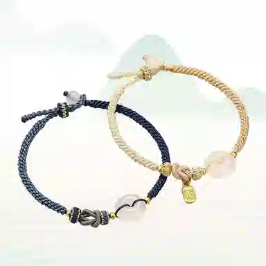 华髻 新中式如意平安扣 好运平安福轻奢 手工编织 高级感中国风 转运珠 织物 手链 男女同款情侣款