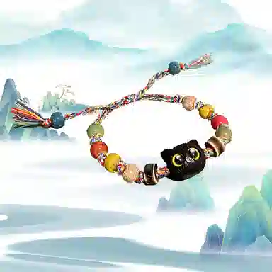 华髻 新中式串珠猫咪 轻奢小众高级设计感 陶瓷 手链 男女同款情侣款