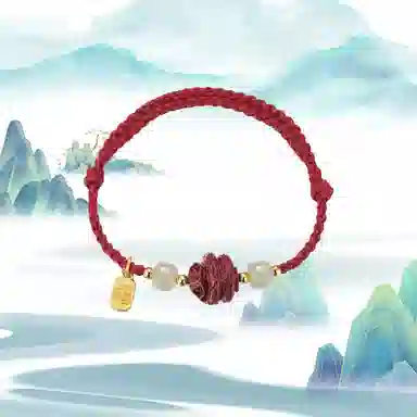 华髻 新中式国风福牌 生肖龙年本命年手工编织红绳 十二生肖绳 高级感转运珠精致可调节 合金 手链 男女同款情侣款 礼盒装