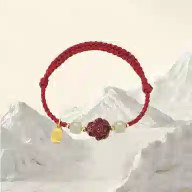 华髻 新中式国风福牌 生肖龙年本命年手工编织红绳 十二生肖绳 高级感转运珠精致可调节 合金 手链 男女同款情侣款 礼盒装