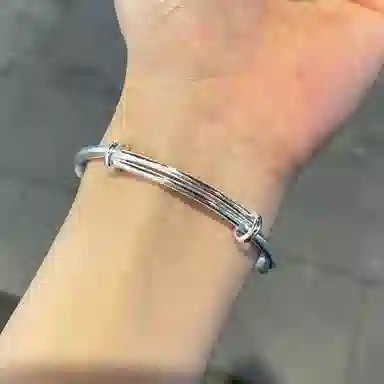 华髻 磨砂竹节步步高升复古气质简约开口 合金 手环 女款