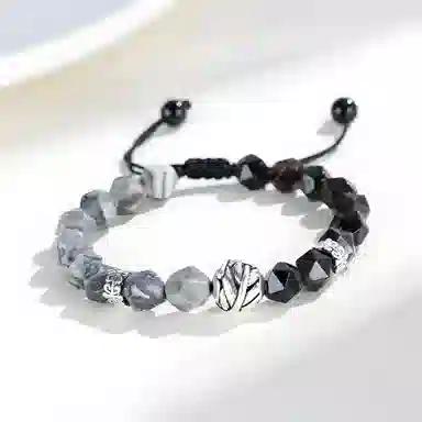 华髻 招财平安转运国潮事业高升学业上岸卷叶转运珠新中式本命年招财小众#好运 黑曜石 手链 男女同款情侣款