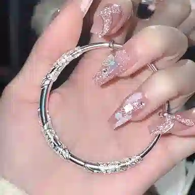 华髻 繁花似锦系列 新中式 轻奢小众开口可调节素圈实心 合金 手镯 女款