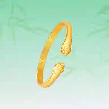华髻 新中式古法传承国潮招财猫 轻奢高级感 招财纳福软萌猫爪开口可调节 合金 手镯 男女同款情侣款 金色 礼盒装