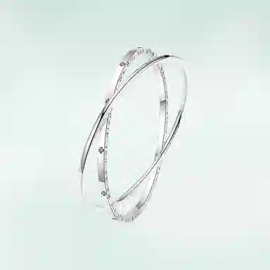 华髻 新中式时尚简约高级感精致优雅 四叶草罗马数字双环 实心闭口光面小清新森系简约设计感高级感 合金 手镯 女款