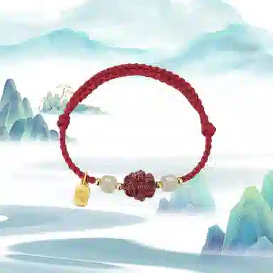 华髻 新中式国风福牌 生肖龙年本命年手工编织红绳 十二生肖绳 高级感转运珠精致可调节 合金 手链 男女同款情侣款 礼盒装