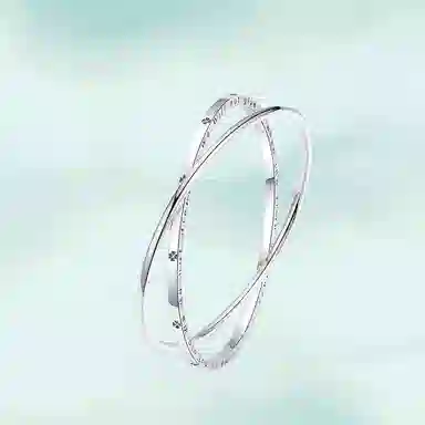 华髻 新中式时尚简约高级感精致优雅 四叶草罗马数字双环 实心闭口光面小清新森系简约设计感高级感 合金 手镯 女款