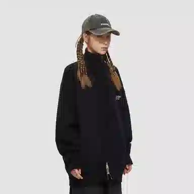 BABUGGE High Neck Zip Cardigan Grey