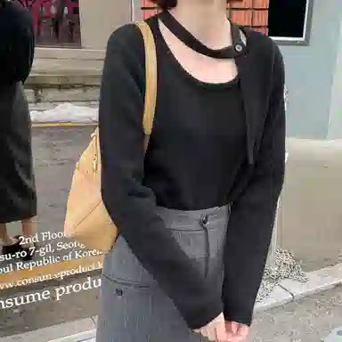 法儿家 飘带韩系毛衣打底衫针织衫 女款