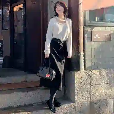 法儿家 飘带韩系毛衣打底衫针织衫 女款