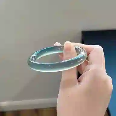 梨云暮雪 库里蓝新中式 国风国潮  圆条美人 招财转运 古风清冷感 旗袍汉服 远山黛 玉髓 玉石手镯 女款