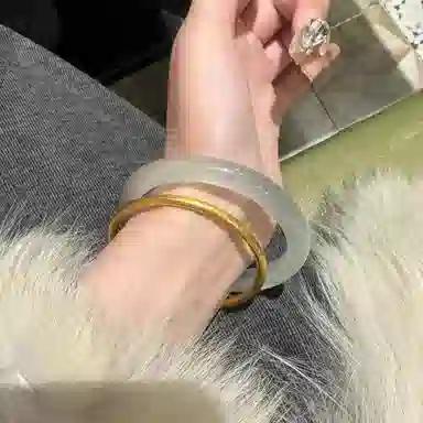 梨云暮雪 白月光猫眼 一步一响 复古 高级感 清冷 旗袍汉服 新中式 国潮国风 荔枝冻 极简风 琉璃 手镯 女款