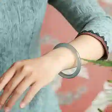 梨云暮雪 库里蓝新中式 国风国潮  圆条美人 招财转运 古风清冷感 旗袍汉服 远山黛 玉髓 玉石手镯 女款