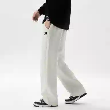 快鱼 户外纯色日常基础款直筒宽松垂感休闲透气吸汗舒适百搭针织运动裤 男女同款