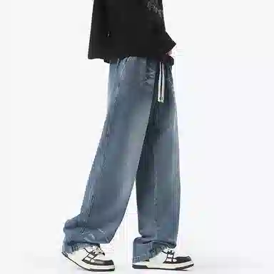 悍戈 美式复古宽松直筒百搭休闲显高显瘦潮牌长裤牛仔裤 男女同款