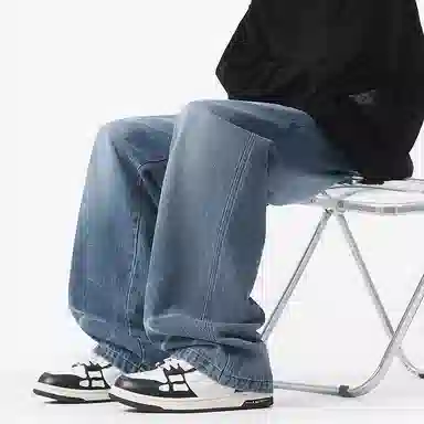 悍戈 美式复古宽松直筒百搭休闲显高显瘦潮牌长裤牛仔裤 男女同款