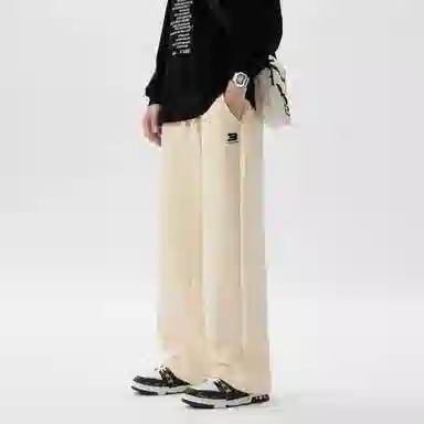 快鱼 户外纯色日常基础款直筒宽松垂感休闲透气吸汗舒适百搭针织运动裤 男女同款