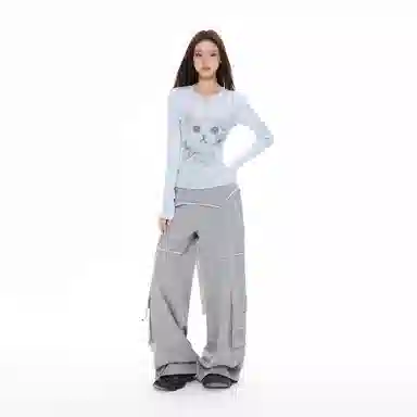 APEA Cat Print Henley Top