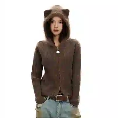 APEA Bear Ear Hoodie Cardigan