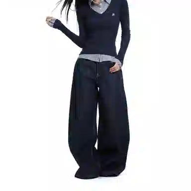 APEA Wide Leg Jeans Deep Blue