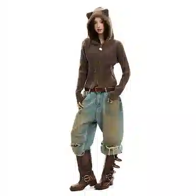 APEA Bear Ear Hoodie Cardigan