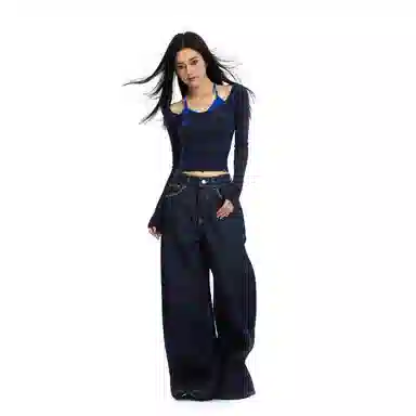 APEA Wide Leg Jeans Deep Blue