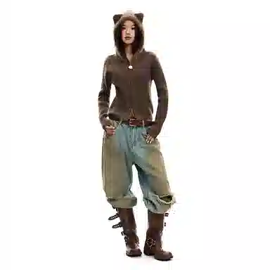 APEA Bear Ear Hoodie Cardigan