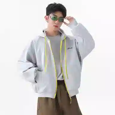 巴塞罗那足球俱乐部 美式复古拼色抽绳撞色开衫时尚潮流重磅廓形高级简约基础百搭运动显瘦休闲宽松连帽长袖外套卫衣 男女同款