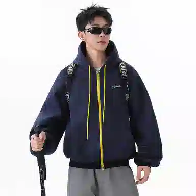 巴塞罗那足球俱乐部 美式复古拼色抽绳撞色开衫时尚潮流重磅廓形高级简约基础百搭运动显瘦休闲宽松连帽长袖外套卫衣 男女同款