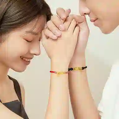 中国黄金 珍·尚银 福泽招财貔貅吞金兽 轻奢小众设计新中式手编绳 本命年 足银 手链 男女同款情侣款 礼盒