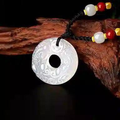 【好运招财】中国黄金 珍·尚银 吞金貔貅平安扣吊坠 聚福纳财转运珠 小众轻奢百搭招财好运 编绳款女礼盒 玉髓 玉石项链 男女同款情侣款