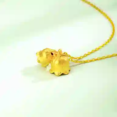 中国黄金 珍·尚银 幸福铃兰项链 小众高级感可调节 时尚简约 足金 按克计价 黄金吊坠 女款 女神 母亲礼物礼盒