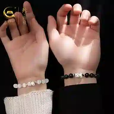 中国黄金 珍·尚银 吞金兽 招财貔貅招财珠串 轻奢小众本命年 新中式 琉璃 手串 男女同款情侣款 礼盒