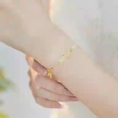 中国黄金 珍·尚银 新中式国潮  竹节节节高升 轻奢小众设计 有你竹够 和田玉 手链 女款 青玉 礼盒