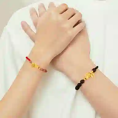 中国黄金 珍·尚银 福泽招财貔貅吞金兽 轻奢小众设计新中式手编绳 本命年 足银 手链 男女同款情侣款 礼盒