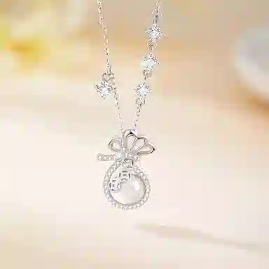 中国黄金 珍·尚银 运转钱袋 岁岁如意 新中式 国潮古风 小众轻奢设计 玉髓 项链 女款