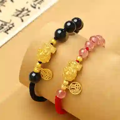 中国黄金 珍·尚银 福泽招财貔貅吞金兽 轻奢小众设计新中式手编绳 本命年 足银 手链 男女同款情侣款 礼盒