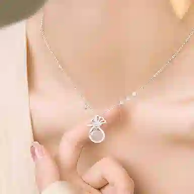 中国黄金 珍·尚银 运转钱袋 岁岁如意 新中式 国潮古风 小众轻奢设计 玉髓 项链 女款