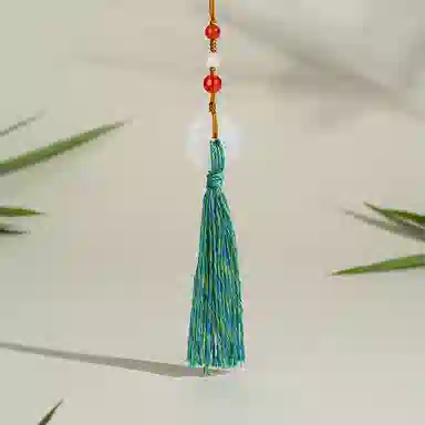 梦金园 玛瑙玉髓平安扣 玉石流苏精致钥匙挂饰 吊坠 男女同款情侣款 礼物礼盒