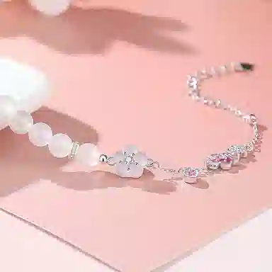 银千惠 岁月逢花 新中式十二花神桃之夭夭国潮转运珠招桃花平安纳福小众不对称百搭可调节首饰 好运 玛瑙 手链 女款