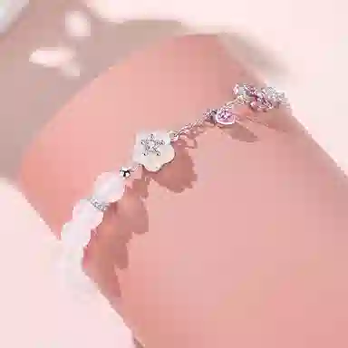 银千惠 岁月逢花 新中式十二花神桃之夭夭国潮转运珠招桃花平安纳福小众不对称百搭可调节首饰 好运 玛瑙 手链 女款